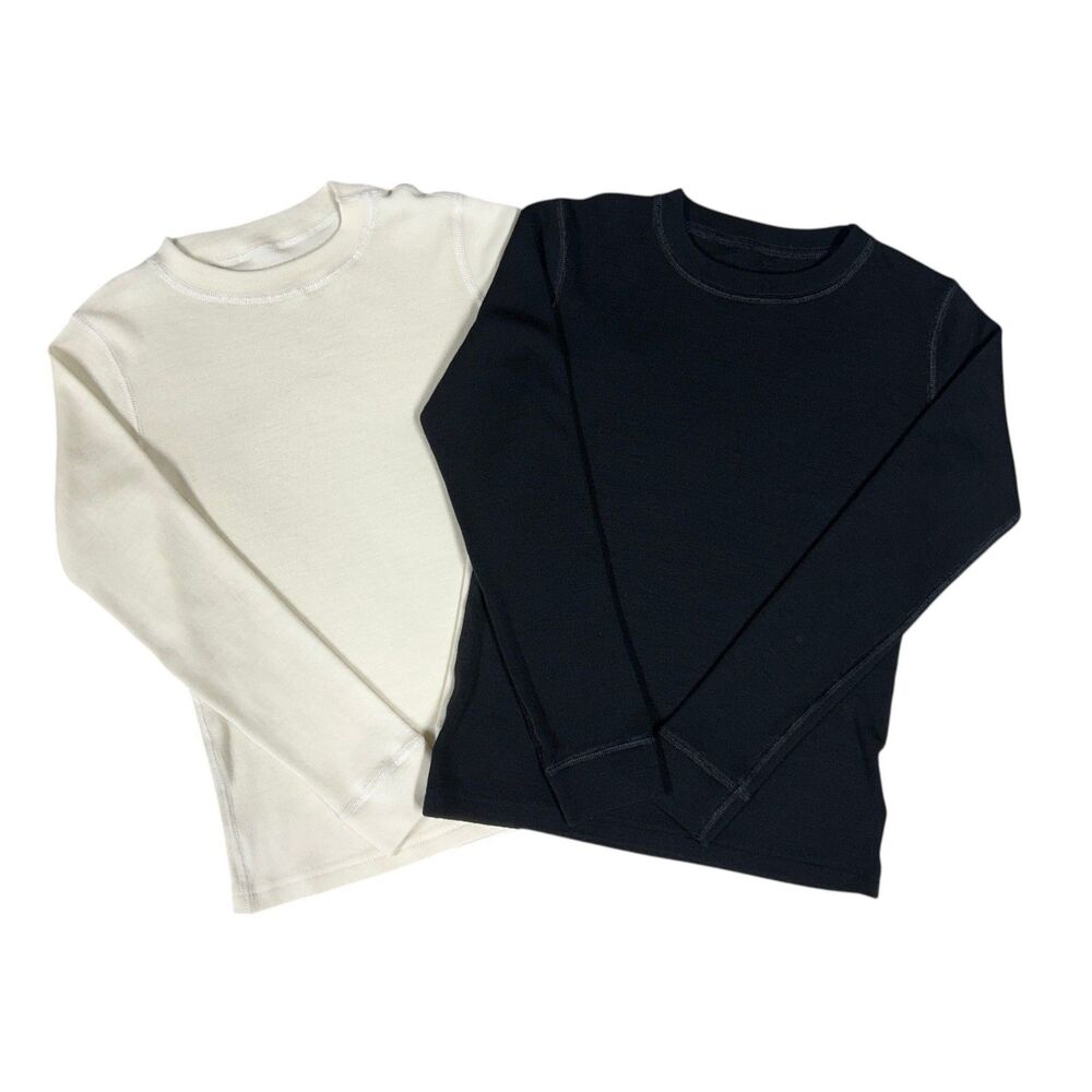 Bundle Menique Merino Wool Long Sleeve Shirt Sz 122-128cm US Sz 7 Black Cream